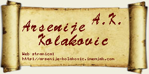 Arsenije Kolaković vizit kartica